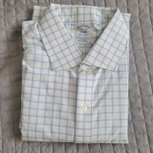 NWT BROOKS BROTHERS Men's Non Iron Stretch Long Sleeve Shirt  Blue Check Sz 16.5